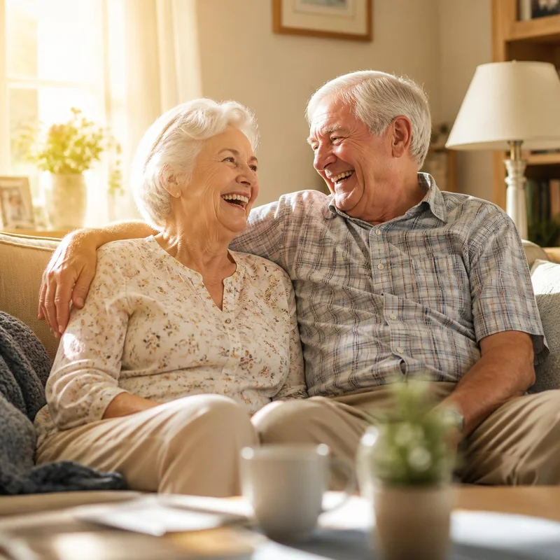 An older couple enjoying time together at home